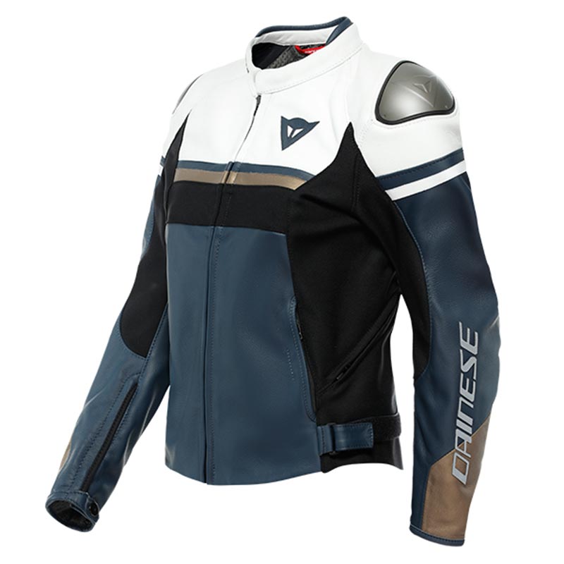 Dainese Rapida Ladies Leather Jacket Black Iris White Tibetan Platinum