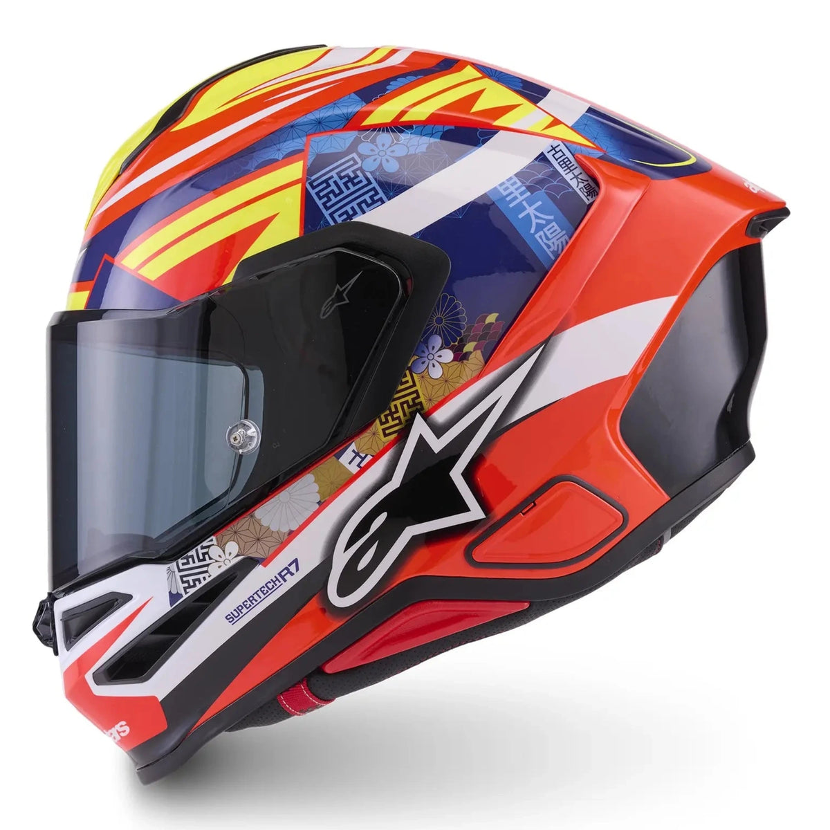 Alpinestars Supertech S-R7 Taiyo Furusato Helmet Red White Blue Yellow Fluo Glossy 4