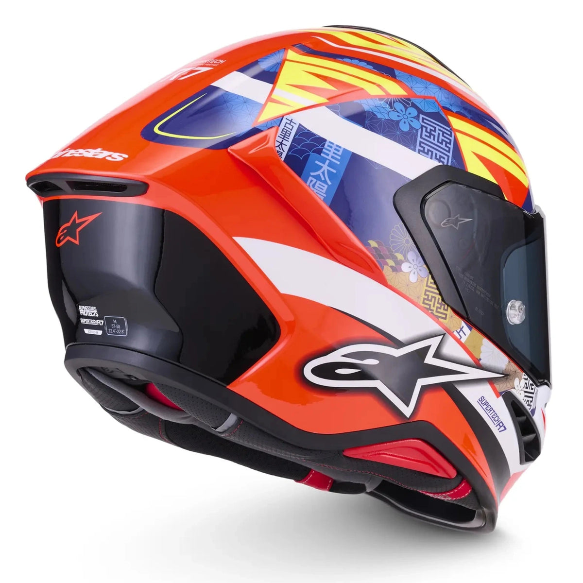 Alpinestars Supertech S-R7 Taiyo Furusato Helmet Red White Blue Yellow Fluo Glossy 8