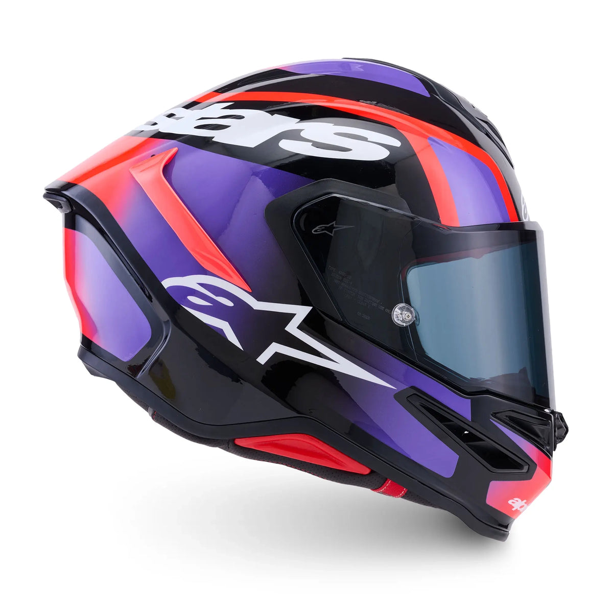 Alpinestars Supertech S-R7 Lumen Helmet Black Purple Red Fluo White Glossy 7