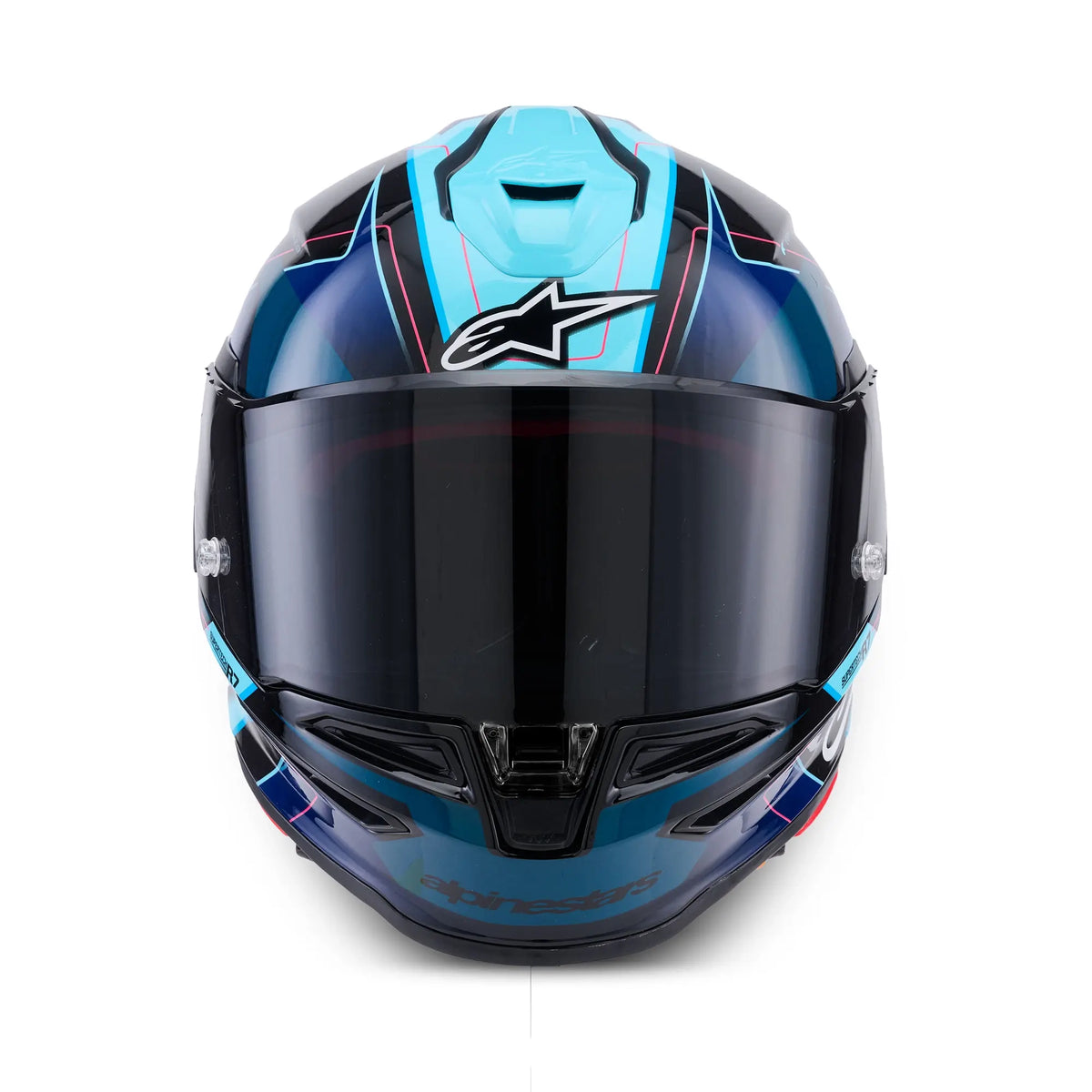 Alpinestars Supertech S-R7 Kinetis Helmet Black Blue Pink Fluo White Glossy 3