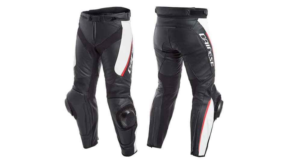 Dainese Delta 3 Leather Pants 858 Black White Red
