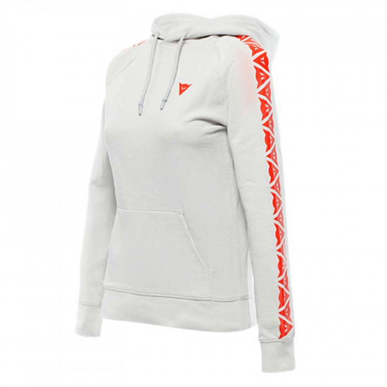 Dainese Hoodie Stripes Lady 82H Light Grey Fluo Red
