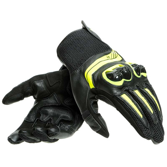 Dainese MIG 3 Leather Gloves Black Fluo Yellow