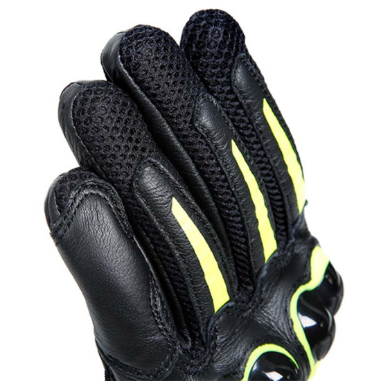 Dainese MIG 3 Leather Gloves Black Fluo Yellow