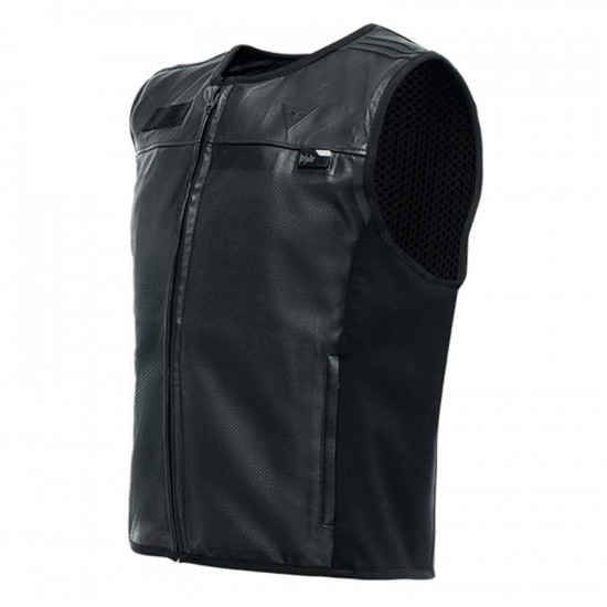 Dainese Smart Waistcoat Leather Airbag Cut Off Black