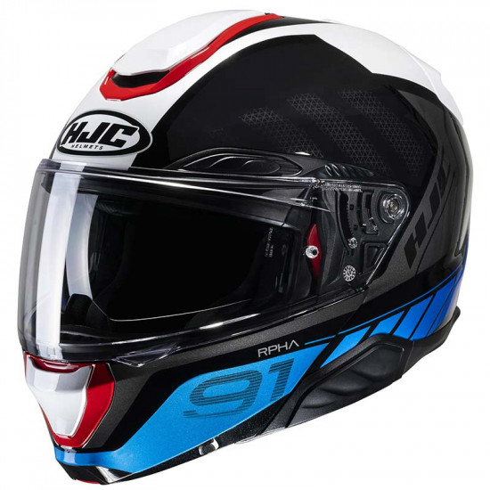 HJC RPHA 91 Rafino White Red Blue Flip Front Motorcycle Helmets - SKU R91RWXS