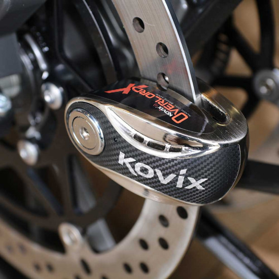 Kovix KNX Alarmed Disc Lock 10mm Brush Metal Security - SKU KOVKNX10BM