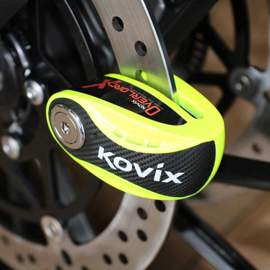 Kovix KNX Alarmed Disc Lock 10mm Fluo Green Security - SKU KOVKNX10FG