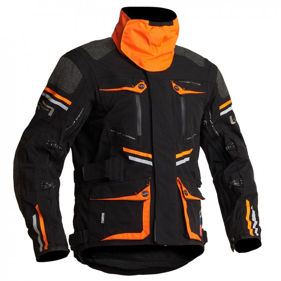 Lindstrands Sunne Black Orange Laminated Motorcycle Jacket