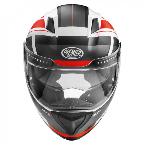Premier Delta AS 2 White Red Flip Front Motorcycle Helmets - SKU PRHDEAS792X