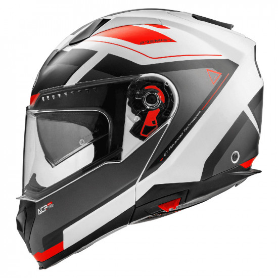 Premier Delta AS 2 White Red Flip Front Motorcycle Helmets - SKU PRHDEAS792X