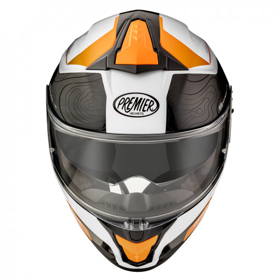 Premier Evoluzione DK 93 White Orange Full Face Helmets - SKU PRHEVDK732X