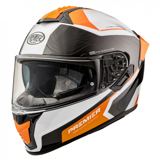 Premier Evoluzione DK 93 White Orange Full Face Helmets - SKU PRHEVDK732X