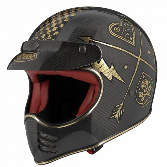 Premier Retro MX Carbon MX Gold Full Face Helmets - SKU PRHMXGO44LA