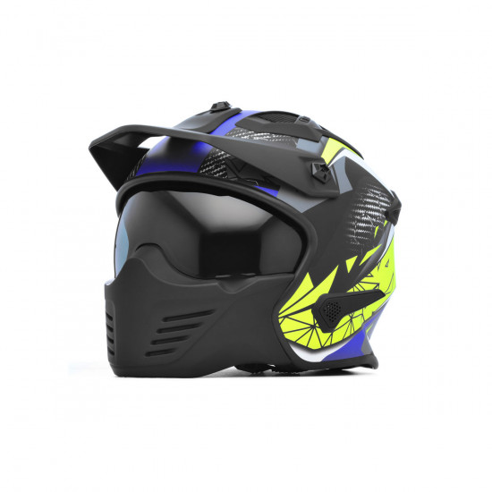 Spada Storm Matt Black Blue Fluo Open Face Helmets - SKU 0153462