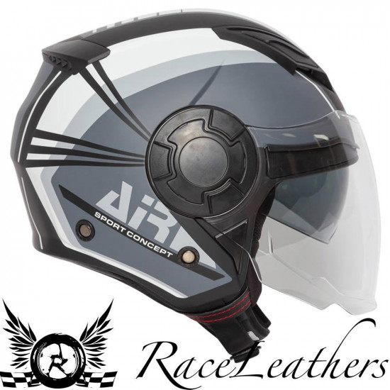 Spada Lycan Strobe Matt Black White Motorcycle Helmet Open Face Helmets - SKU 0762381