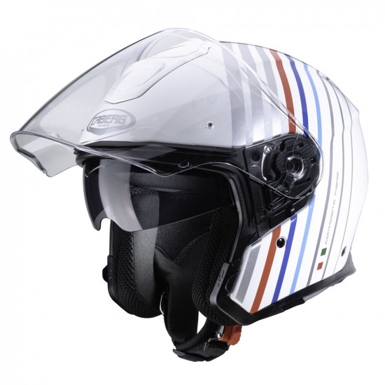 Caberg Flyon Bakari White Silver Red Motorcycle Helmet Open Face Helmets - SKU 0764194