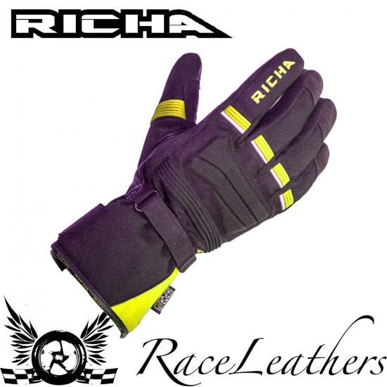 Richa Peak Black Fluo Gloves Mens Motorcycle Gloves - SKU 081/PEAK/FL/02