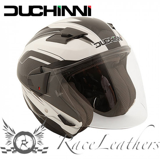 Duchinni D205 White Crabon Open Face Helmets - SKU DHD205074LA