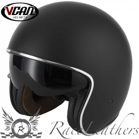 Vcan V537 Matt Black Open Face Helmets - SKU RLMWVFT031