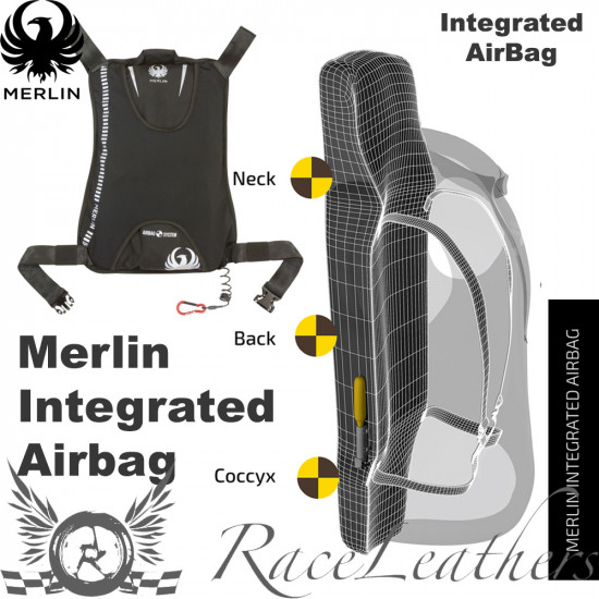 Merlin CE Approved Integrated Airbag Back Protector Body Armour - SKU AIR001/BLK/INT/ONESIZE