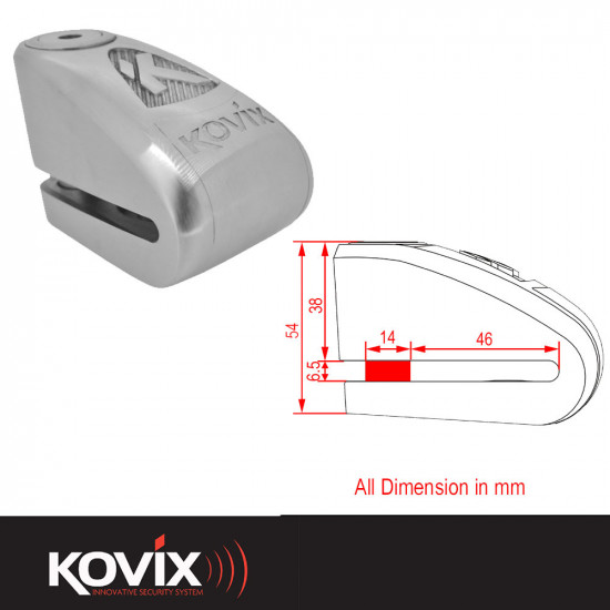 Kovix 14mm KAL Alarm Disc Lock Security - SKU KOVKAL14