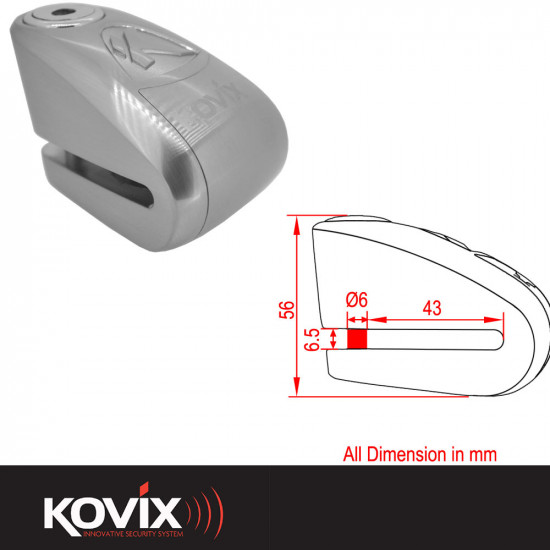 Kovix 6mm KAL Alarm Disc Lock Security - SKU KOVKAL6