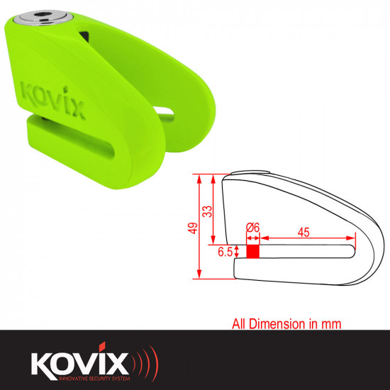 Kovix 6mm KV Disc Lock - Fluo Green