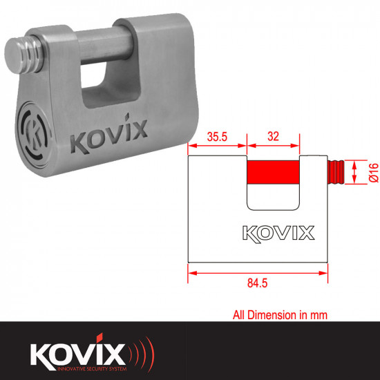 Kovix 16mm Pin Alarm Padlock