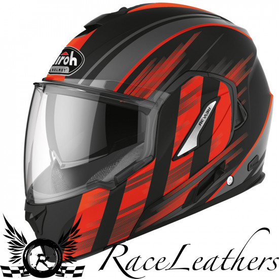 Airoh Rev19 Ikon Matt Black Orange Helmet Flip Front Motorcycle Helmets - SKU ARH126L