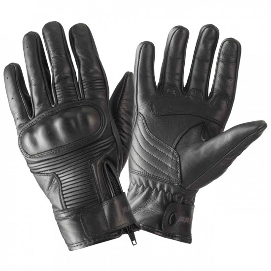 Rayven Vintage Black Leather Motorcycle Gloves