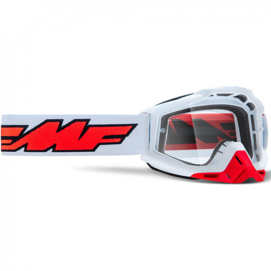 100% FMF Vision Powerbomb Rocket White Motocross Goggles Clear Lens