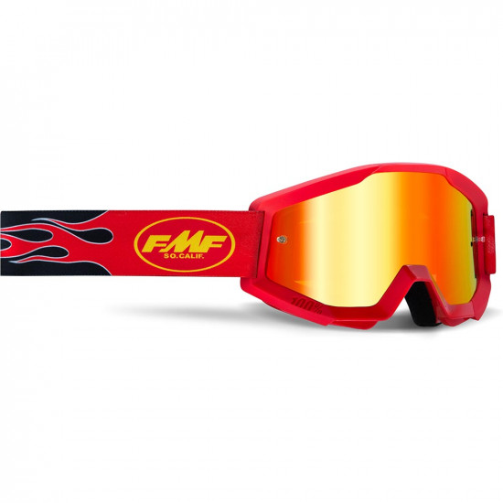 100% FMF Vision Powercore Flame Red Motocross Goggles Red Mirror Lens