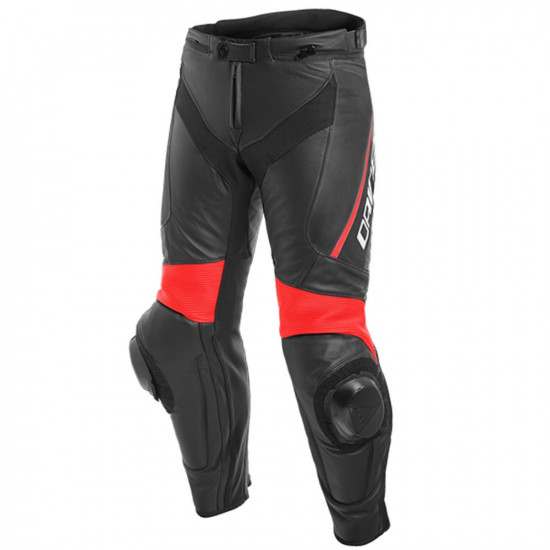 Dainese Delta 3 Leather Pants Short Black Red Mens Motorcycle Trousers - SKU 912/155370794824