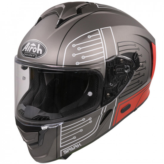 Airoh Spark Circuit Red Helmet Full Face Helmets - SKU ARH117L