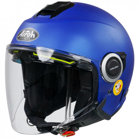 Airoh Helios Matt Blue Helmet Open Face Helmets With RaceLeathers