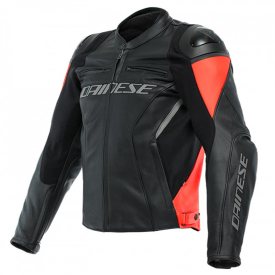 Dainese Racing 4 Leather Jacket Black Fluo Red