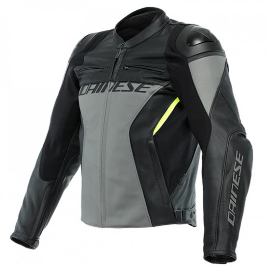 Dainese Racing 4 Leather Jacket Charcol Grey Black