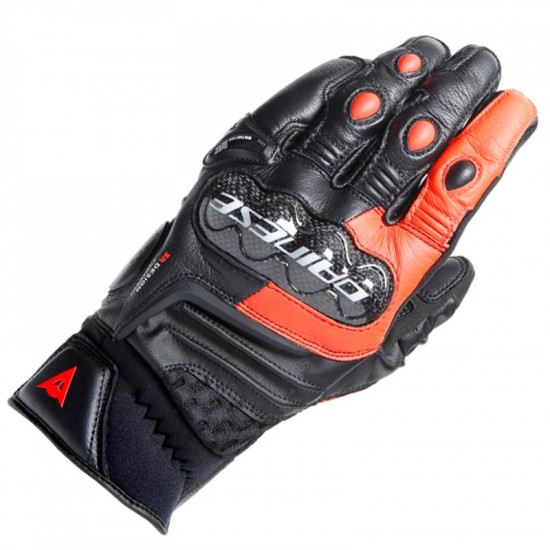 Dainese Carbon 4 Short Leather Gloves Black Fluo Red Mens Motorcycle Gloves - SKU 915/181595862801