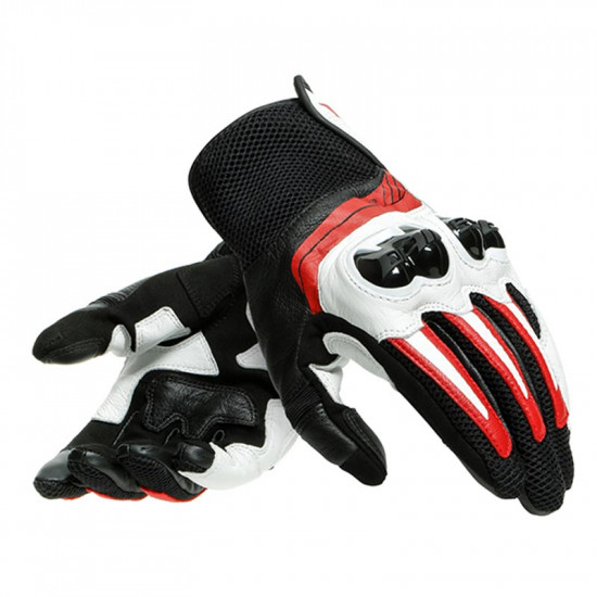 Dainese MIG 3 Leather Gloves Black White Lava Red