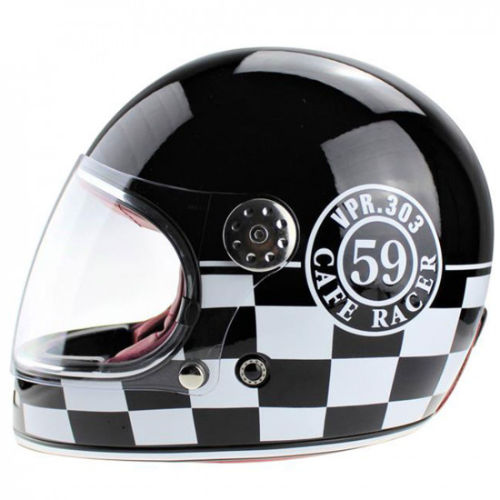 Viper VPR.303 F656 Vintage 59 Black White Helmet Full Face Helmets - SKU A31159BlackWhiteXS