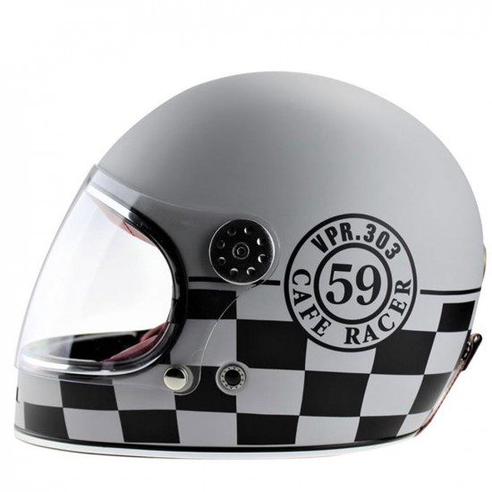 Viper VPR.303 F656 Vintage 59 Matt Black Grey Helmet Full Face Helmets - SKU A31159GreyBlackMattXS