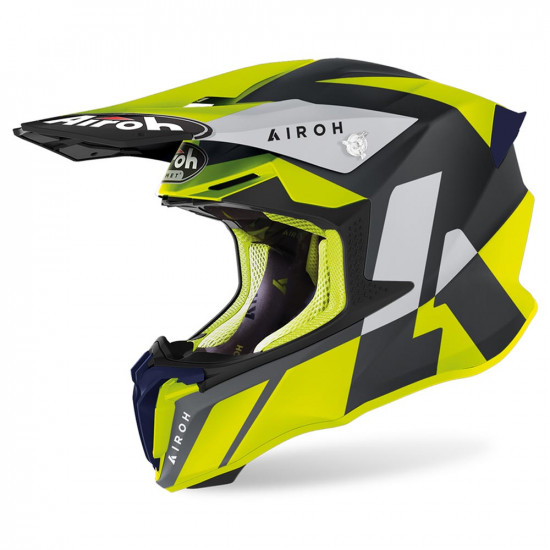 Airoh Twist 2.0 Lift Yellow Blue Matt MX Helmet Off Road Helmets - SKU 0810488