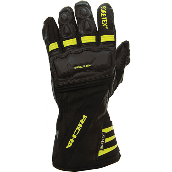 Richa Cold Protect GTX Goretex Waterproof Gloves Black Fluo Mens Motorcycle Gloves - SKU 081/COLDPR/FL/02