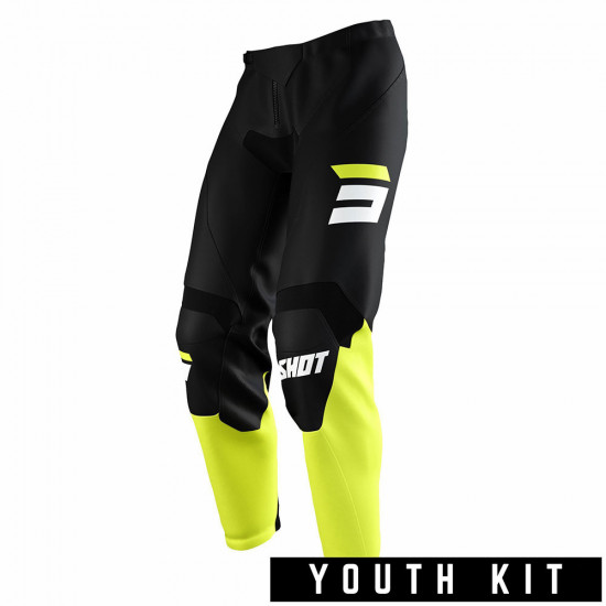 Shot 2022 Youth Raw Pants Burst Neon Yellow Off Road Trousers - SKU A09-11D2-AK3-01