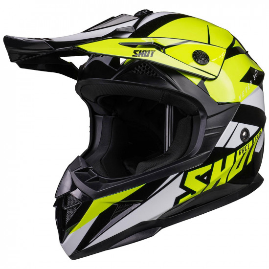 Shot MX Helmet Pulse Revenge Black Neon Yellow White Off Road Helmets - SKU A09-21C1-B01-07
