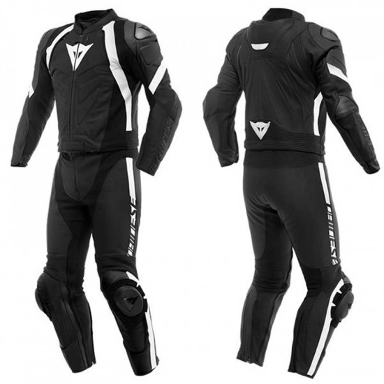 Dainese Avro 4 Leather 2PC Suit 22A Black-Matt White Leather Suits - SKU 910/151347922A44