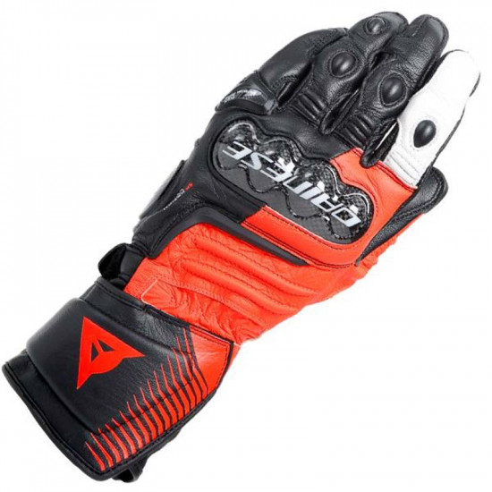 Dainese Carbon 4 Long Leather Gloves Black Fluo-Red White Mens Motorcycle Gloves - SKU 915/1815957W1201