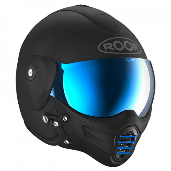 Roof RO9 Roadster Iron Matt Black Blue Open Face Helmets - SKU HRO01171154